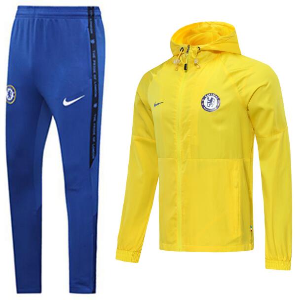 Chelsea Yellow Hoodie Windbreaker Jacket Training Suits with Trousers 2020/21